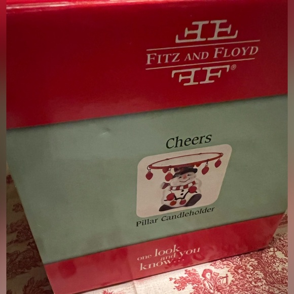 FITZ & FLOYD CHEERS PILLAR CANDLE HOLDER. - Picture 12 of 13